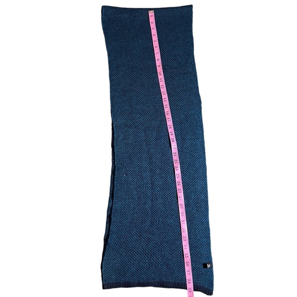 Italian 100% Wool Unisex Scarf in Turquoise Blue + Black - Picture 7 of 10